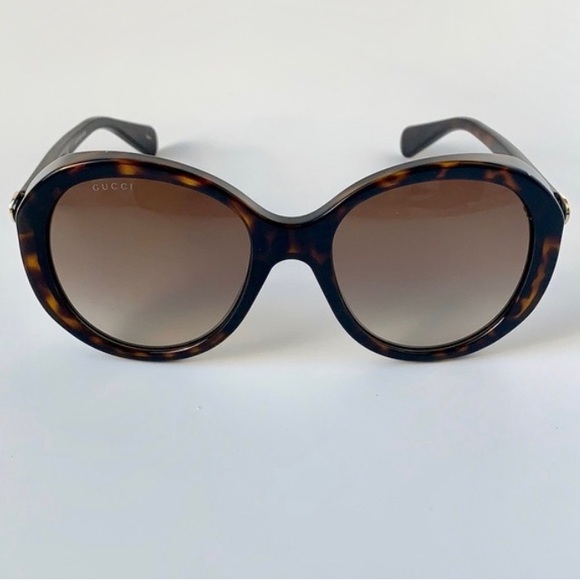 New - GUCCI WOMENS ROUND HAVANA HAVANA BROWN SUNGLASSES GG0368S-30006035…